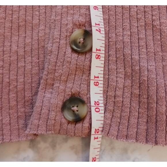 Madewell Faded Mauve Shrunken Ribbed Cardigan - Large - Picture 3 of 7
